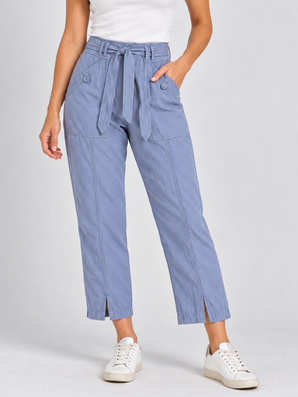 Joie NWT Tie Paper Bag Waist Blue Split Hem Pants